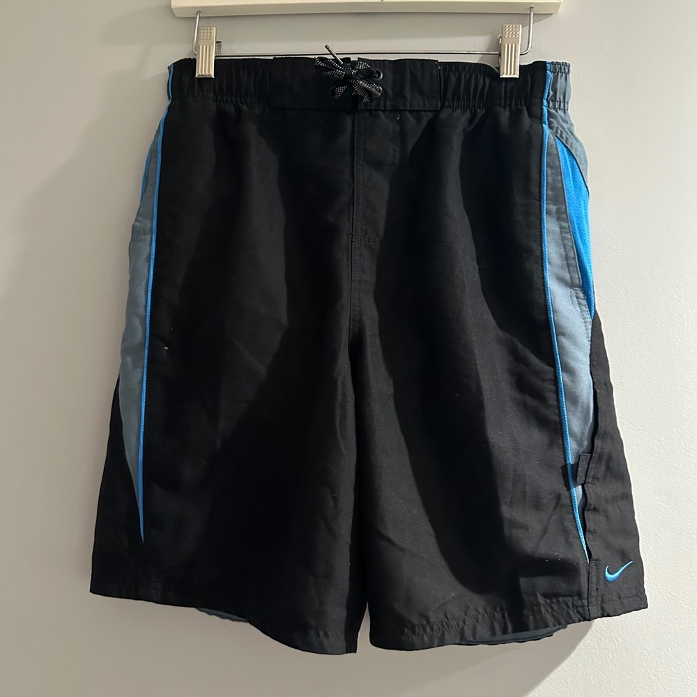 Nike Men Sportswear Athletic‎ Shorts Black Blue Size Small Swoosh Logo